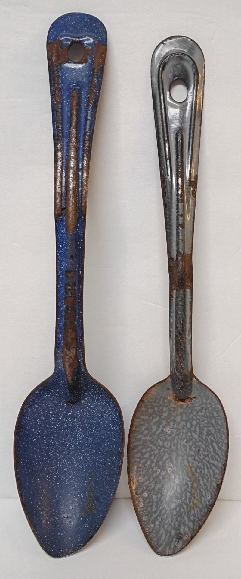 Spoons, Graniteware; Blue 12"; Grey 11"